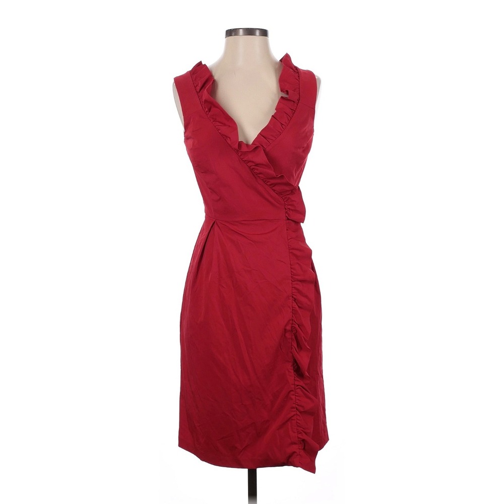 Rare EUC HTF Diane von Furstenberg Red Ruffle Wrap Cocktail Dress Size 8